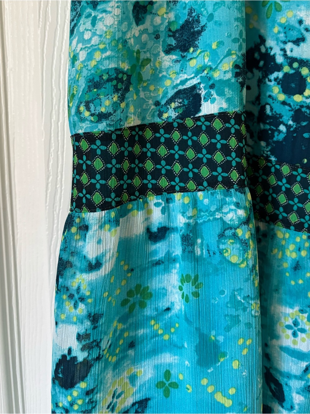😱 SALE - Sag Harbor Blue Teal Patterned Midi Skirt - Picture 5 of 6